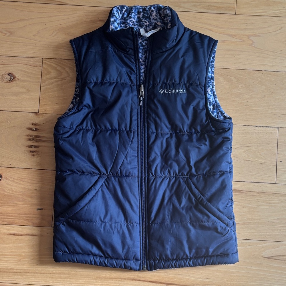Columbia Girls' Size L Dark Blue Reversible Puffer Vest